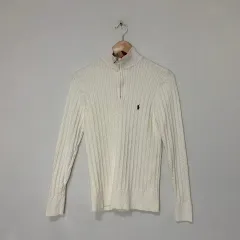 POLO RALPH LAUREN ポロラルフローレン ヴィンテージ ケーブル ニット アイボリー ハーフジップ レディース L