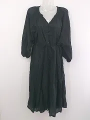 ◇ ◎ LOWRYS FARM ボリュームスリーブ 長袖 膝下丈 シャツ ワンピース サイズ F ブラック レディース P  【中古】 【1209010003042】