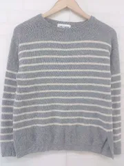 ◇ FORK&SPOON URBAN RESEARCH ボーダー 長袖 ニット セーター サイズONE グレー オフホワイト レディース P  【中古】 【1209060004679】