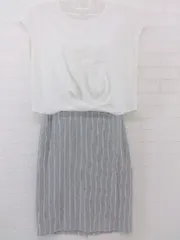 ◇ MILKFED ミルクフェド ドッキング ストライプ ノースリーブ 膝丈 ワンピース サイズM ホワイト グレー系 レディース P  【中古】 【1209050004160】のサムネイル