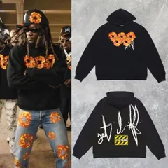 正規品 Denim Tears デニムティアーズ×オフセットコラボ ブラック ロゴ プルオーバーパーカー フーディー フード付き ストリートファッション メンズ ユニセックス