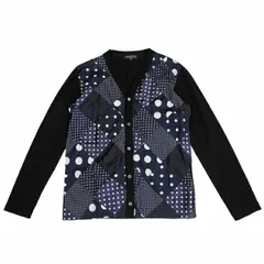 コムデギャルソン オムCOMME des GARCONS HOMME フロントドットプリントダイヤパッチワーク切替ニットカーディガン 紺S