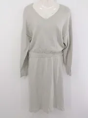 ◇ N. Natural Beauty Basic Vネック ウエストゴム 長袖 膝下丈 ニット ワンピース サイズM グレー レディース P  【中古】 【1209070005468】