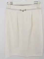 ◇ MISCH MASCH ミッシュマッシュ ウエストリボン 花 膝丈 台形 スカート サイズS オフホワイト レディース P  【中古】 【1209080001870】