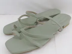 ◇ Oriental Traffic earth music&ecology スクエアトゥ サンダル サイズM カーキ レディース P  【中古】 【1209090001273】