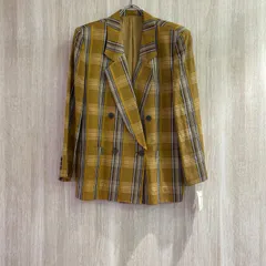 Burberrys' テーラードジャケット ダブルブレスト ヴィンテージ風 表ノバチェック シルク/リネン 山吹色［G0155］