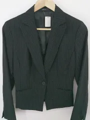 ◇ COMME CA ISM コムサイズム 1B ピンストライプ 長袖 テーラードジャケット サイズL ブラック レディース P  【中古】 【1209090003192】