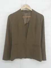 ◇ ANCHOR WOMAN PERSON'S Vノーカラー フロントホック ストレッチ 長袖 ジャケット サイズ7 ブラウン レディース P  【中古】 【1209120006438】