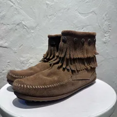 MINNETONKA ミネトンカ DOUBLE FRINGE BOOTS ショートブーツ ブラウン size:7【代官山B01】
