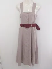 ◇ ◎ Seemi.by NICE CLAUP バックリボン ロング ジャンパースカート サイズF ピンクベージュ系 レディース P  【中古】 【1209130002567】