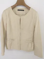 ◇ green label relaxing グリーンレーベル UNITED ARROWS ノーカラー 長袖 ジャケット サイズ38 ベージュ レディース P  【中古】 【1209140002052】