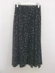 ◇ JEANASIS ウエストゴム 水玉 ドット スリット ロング フレア スカート サイズF ブラック ホワイト系 レディース P  【中古】 【1209160000816】