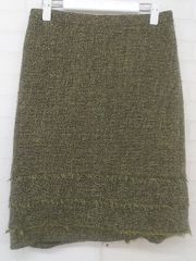 ◇ DKNY ダナキャランニューヨーク バックスリット 膝丈 タイト スカート サイズ4 カーキ レディース P 【中古】 【1209150008792】