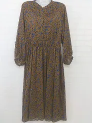 ◇ ROPE PICNIC ロペピクニック 総柄 長袖 膝下丈 ワンピース サイズ40 ブラウン系 ブルー系 マルチ レディース P  【中古】 【1209150007085】