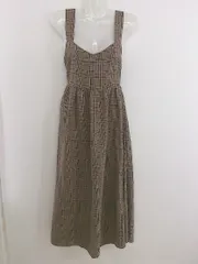 ◇ rps チェック ウエストゴム ロング ジャンパースカート ワンピース サイズM ライトブラウン系 レディース P  【中古】 【1209190003757】