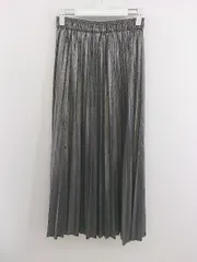 ◇ JEANASIS ジーナシス ウエストゴム メタリック ロング プリーツ スカート サイズF ブラック シルバー レディース P  【中古】 【1209190002910】