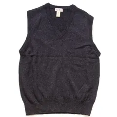 90s スコットランド製 L.L.Bean 無地 Vネック ラムウールニット ベスト セーター チャコールグレー L★オールド ビンテージ アウトドア