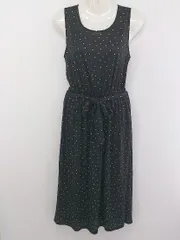 ◇ ◎ nano universe 水玉 ドット ノースリーブ 膝下丈 ワンピース サイズF ブラック ホワイト レディース P  【中古】 【1209210003781】