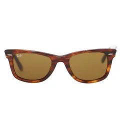 Ray Ban レイバン サングラス | ウェイファーラー サングラス RB2140-F / WAYFARER | アイウェア スクエア型 | ブラウン 52□22 | イタリア製 ブランド 眼鏡【レディース】【中古】