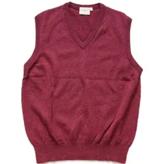 80s スコットランド製 L.L.Bean 無地 Vネック ラムウールニット ベスト セーター バーガンディ ミックス L★ビンテージ アウトドア