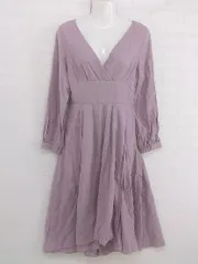 ◇ natural couture ナチュラルクチュール Vネック 長袖 膝下丈 ワンピース サイズF パープル レディース P  【中古】 【1209220000060】