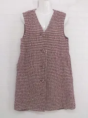 ◇ Dot&Stripes CHILDWOMAN 総柄 ノースリーブ ミニ ワンピース サイズF ワインレッド アイボリー レディース P  【中古】 【1209210005570】