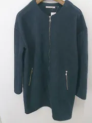 ◇ PREFERIR プレフェリール ジップアップ 長袖 ノーカラー コート サイズ38（M) ネイビー レディース P  【中古】 【1209220000404】