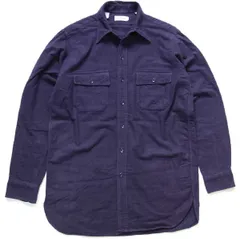 70s L.L.Bean 筆記体タグ 無地 コットン シャモアクロスシャツ 紺 L★ビンテージ オールド アウトドア キャンプ ネイビー