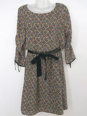 ◇ ◎ PICCIN ピッチン 総柄 長袖 膝丈 ワンピース サイズ9AR ブラウン系 ホワイト マルチ レディース P  【中古】 【1209230000357】