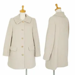 マドモアゼルノンノンMademoiselle NON NON ウール襟ニット切替コート ベージュ グレージュ38M