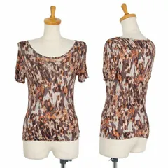 ジャンポールゴルチエ ファムJean Paul GAULTIER FEMME マーブルプリントシースルーTシャツ 茶ライトグレー40