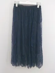◇ ◎ Another Edition UNITED ARROWS 総レース 膝下丈 フレア スカート ネイビー レディース P  【中古】 【1209260006220】のサムネイル