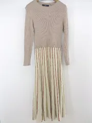 ◇ Fabulous Angela 切替 ストライプ ラメ 長袖 ニットワンピース サイズF ブラウン系 マルチ レディース P  【中古】 【1209260005742】
