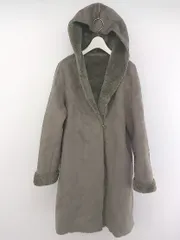 ■ URBAN RESEARCH ROSSO ファー スエード フーディー 長袖 コート サイズF ダークブラウン レディース P  【中古】 【1209260004486】