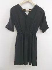 ◇ PUNYUS プニュズ Vネック 五分袖 ミニ ワンピース サイズ1 ブラック レディース P  【中古】 【1209280001564】