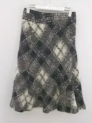 ◇ 23区 ニジュウサンク ツイード チェック 膝下丈 フレア スカート サイズ36 ブラック ホワイト ブラウン系 レディース P  【中古】 【1209280000604】