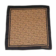 ジャンポールゴルチエJean Paul GAULTIER ロゴ総柄スカーフ 黒ベージュ