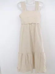 ◇ OLIVE des OLIVE バックリボン キャミソール 膝下丈 フレア ワンピース サイズF ベージュ レディース P  【中古】 【1209280004459】