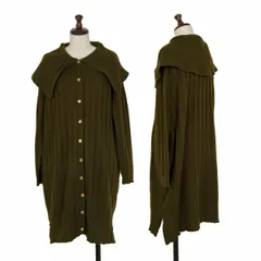 ワイズY's ウールワイドリブニットロングカーディガン カーキM位