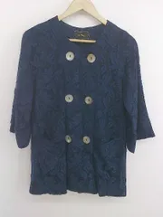 ◇ Omekashi オメカシ 総レース ノーカラー ロング 七分袖 ジャケット サイズF ネイビー レディース P  【中古】 【1209300009082】のサムネイル