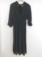 ◇ Every very nice claup エブリィベリーナイスクラップ 柄 八分袖 膝下丈 ワンピース サイズF ブラック レディース P  【中古】 【1210030001079】