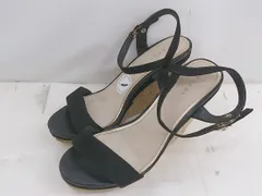 ◇ RANDA ランダ アンクルストラップ ウエッジソール サンダル サイズ M ブラック レディース P  【中古】 【1210030004735】