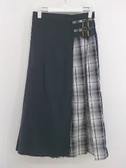◇ merlot メルロー 切替 プリーツ ロング フレア スカート ネイビー ホワイト レディース P  【中古】 【1210040004718】のサムネイル