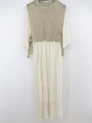 ◇ archives アルシーヴ シアー かぎ針編み ワンピース ベスト アンサンブル サイズM アイボリー ベージュ レディース P  【中古】 【1210040004190】