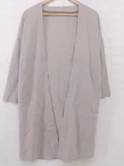 ◇ JUNOAH ジュノア リネン混 ロング 五分袖 ガウンカーディガン サイズM ベージュ系 レディース P  【中古】 【1210050000762】