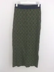 ◇ NEUNA ヌナ ウエストゴム ニット ジャガード ロング タイト スカート サイズF ネイビー グリーン系 レディース P  【中古】 【1210050002742】