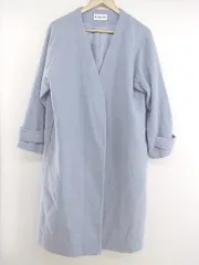■ GLOBAL WORK グローバルワーク ノーカラー 長袖 コート サイズF ブルー レディース P  【中古】 【1210050001875】