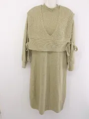 ■ w closet ダブルクローゼット ニット ワンピース ベスト アンサンブル サイズF ベージュ レディース P  【中古】 【1210050009390】のサムネイル