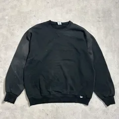 90s RUSSELL ATHLETIC ラッセルアスレティック "前V" サンフェード ブランクスウェット トレーナー ブラック 古着