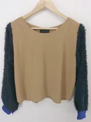 ◇ you ozeki ユウ オゼキ 長袖 ブラウス カットソー ベージュ ネイビー レディース P  【中古】 【1210060006242】
